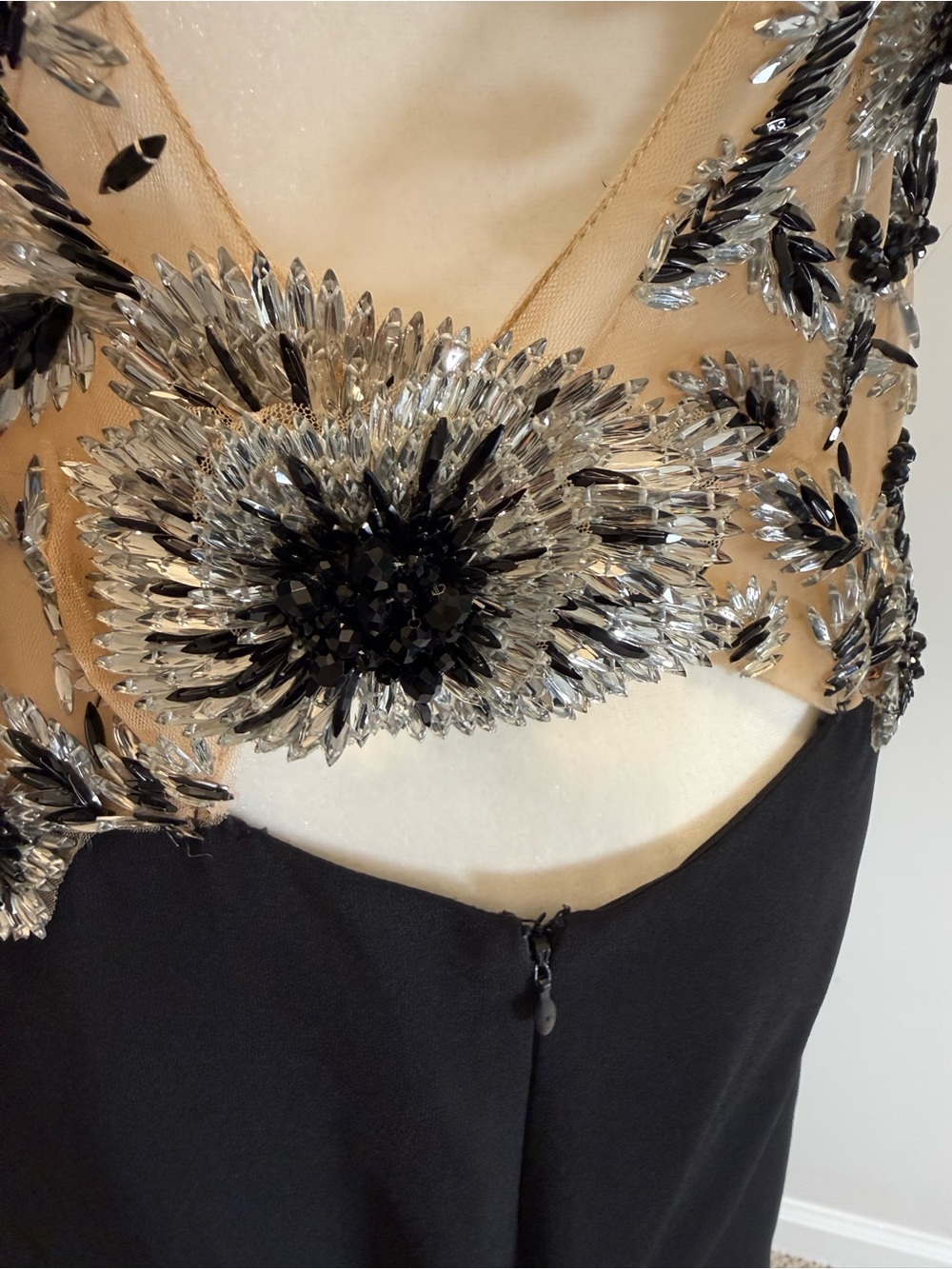 Tarik Ediz Black Silver Lace Applique Evening Gown Prom Gala Pageant 12 - Picture 8 of 16